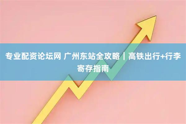 专业配资论坛网 广州东站全攻略｜高铁出行+行李寄存指南